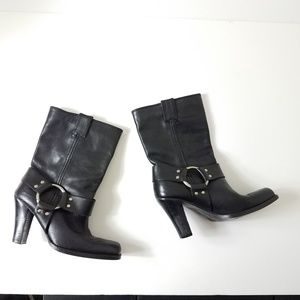 Harley Davidson booties black leather size 5 moto